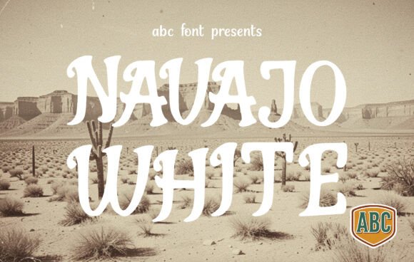 Navajo White Typeface: A Bold Display Font for Vintage Craft Projects